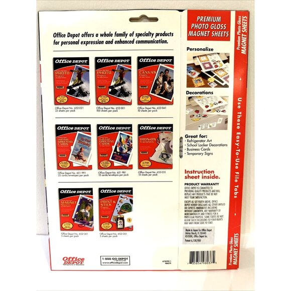 Office Depot Premium Photo MAGNET 5 Sheets 8.5x11 High Gloss Inkjet Printers NEW - Picture 2 of 2